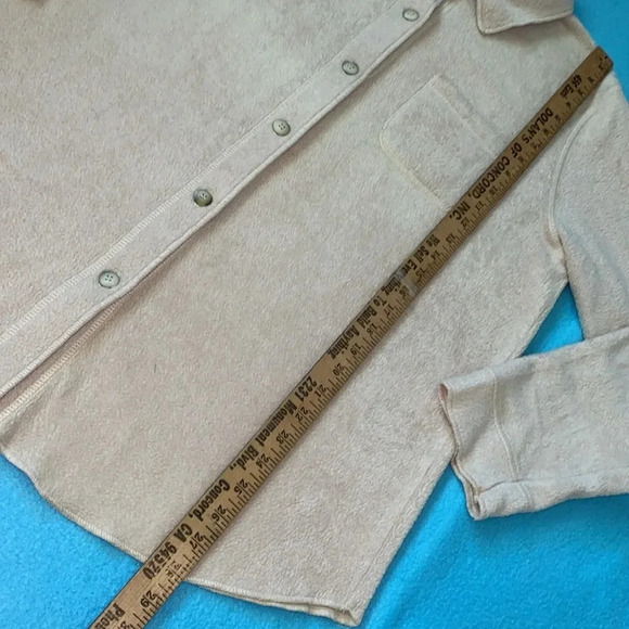 HOT COTTON by Marc Ware fleece button up long sleeve collar chest pocket size L - Picture 9 of 10